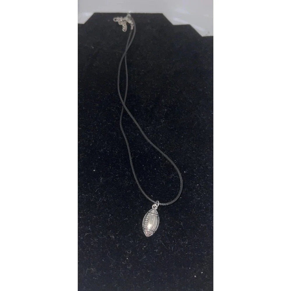 Football Necklace Rope sterling silver Charm Finish Silver Play Ball New